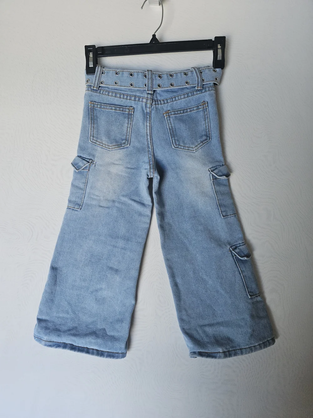 Soho Blue Denim Wide-Leg Cargo Jeans with Belt - Girls' Size 5